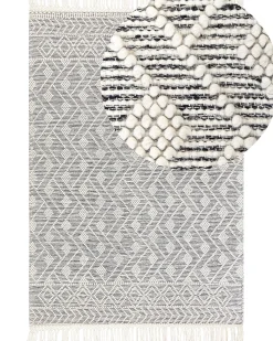 Beliani Tappeto KAVAK Nero 160 x 230 cm Lana Bianco Nero