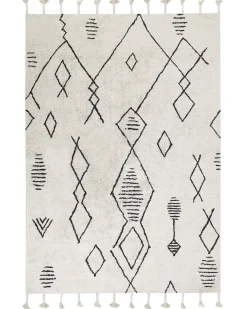 Best Beliani Tappeto KEBIR Bianco sporco Cotone Bianco Nero