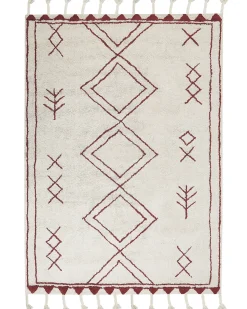 Clearance Beliani Tappeto KENITRA Bianco sporco Cotone Bianco Rosso