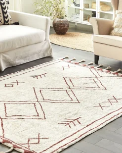 Clearance Beliani Tappeto KENITRA Bianco sporco Cotone Bianco Rosso