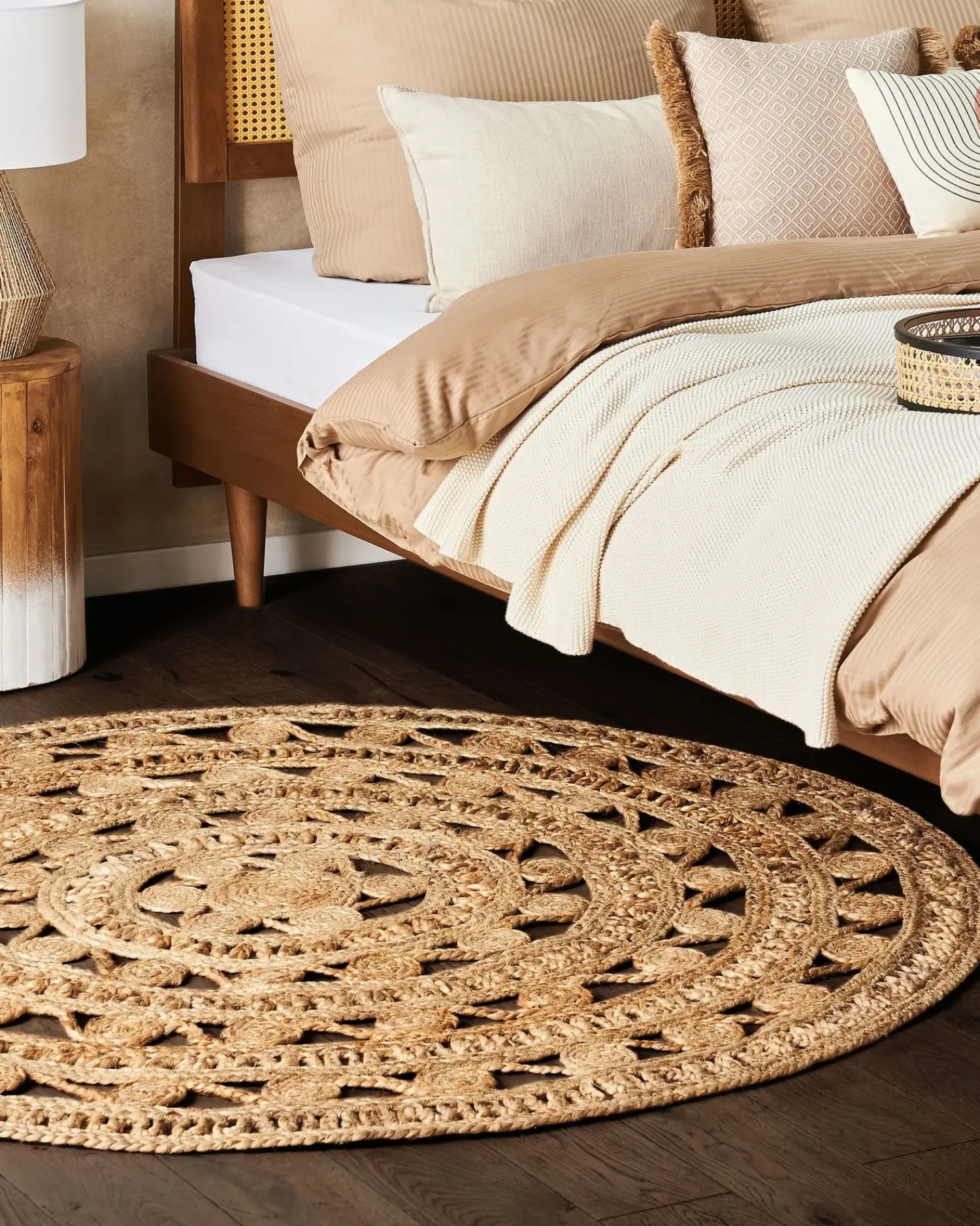 Beliani Tappeto KERER ø 140 cm Iuta Beige