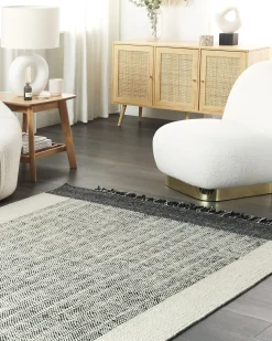 Outlet Beliani Tappeto KETENLI Bianco Lana Bianco Nero
