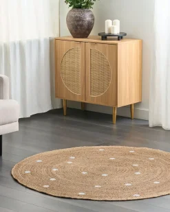 Discount Beliani Tappeto KHARRA Beige ø 140 cm Iuta Beige Bianco