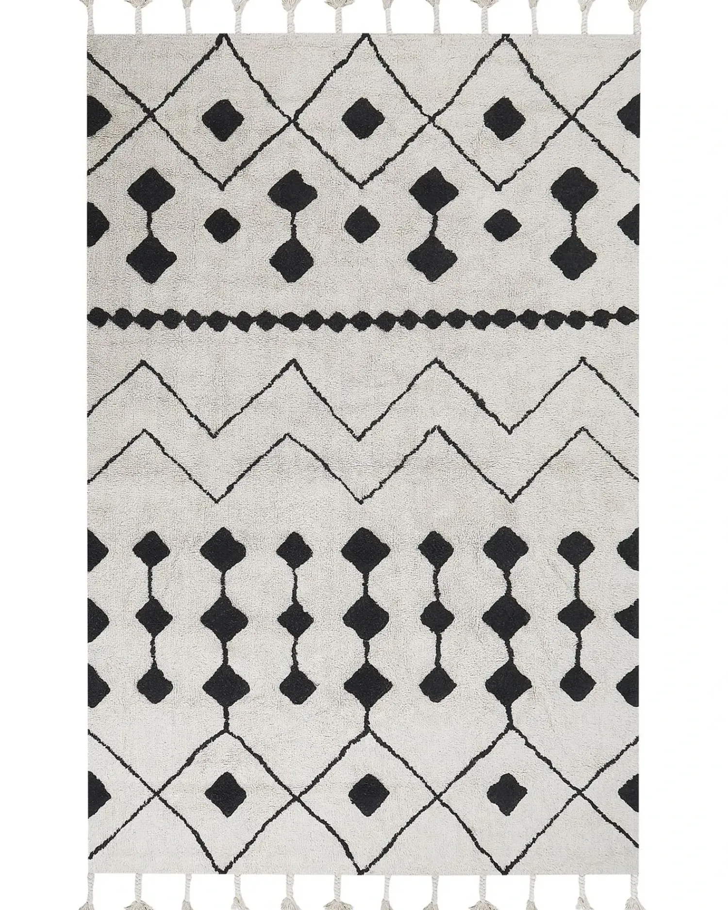 Online Beliani Tappeto KHEMISSET Bianco sporco Cotone Bianco Nero