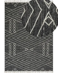 Hot Beliani Tappeto KHENIFRA Nero Cotone Bianco Nero