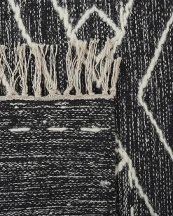 Hot Beliani Tappeto KHENIFRA Nero Cotone Bianco Nero