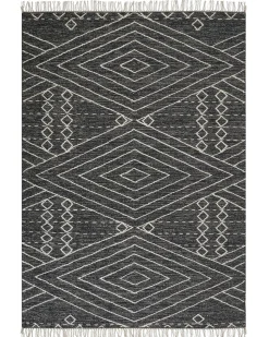 Hot Beliani Tappeto KHENIFRA Nero Cotone Bianco Nero