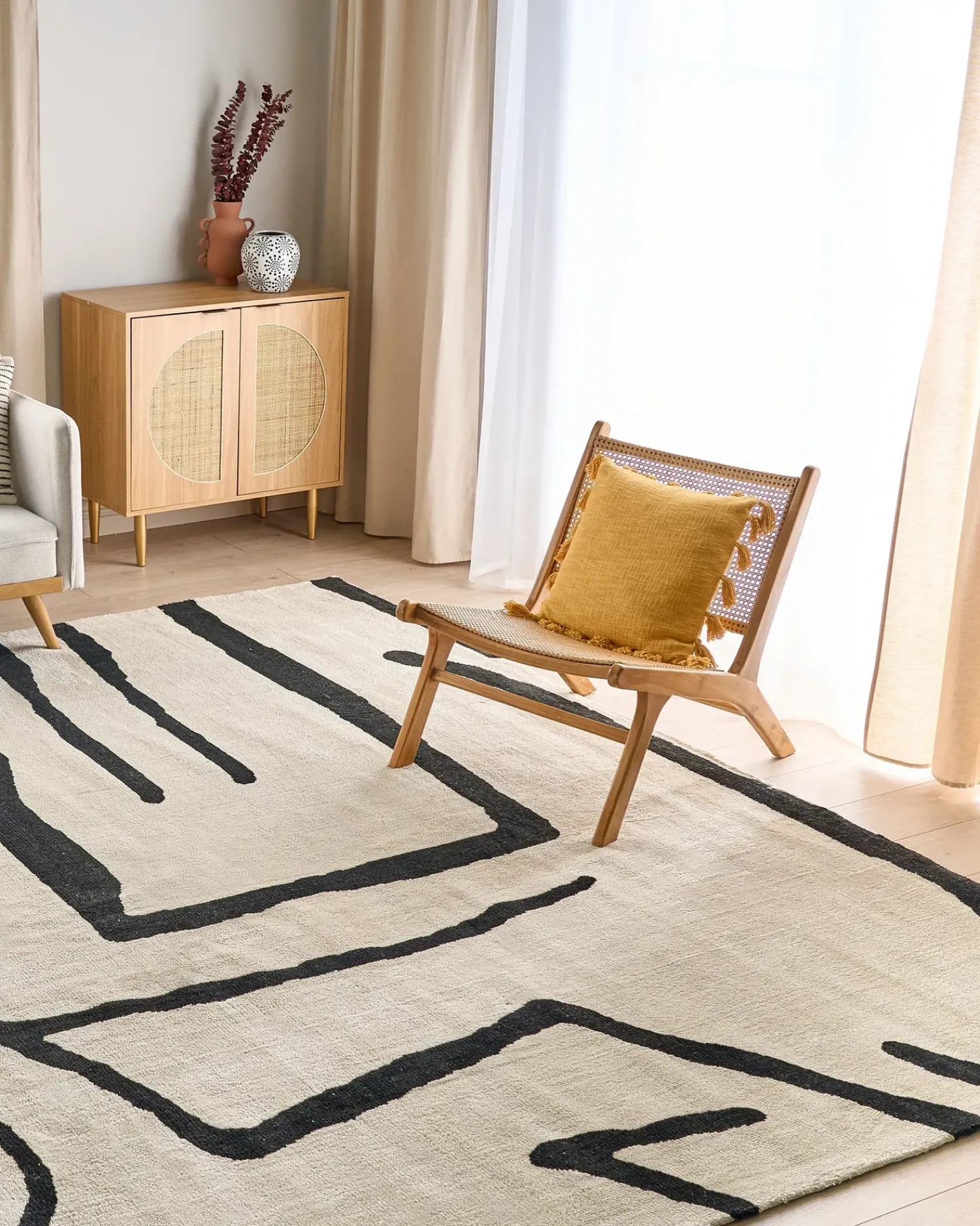 Outlet Beliani Tappeto KOLPUR Beige chiaro Beige Nero