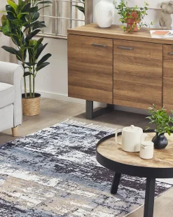 New Beliani Tappeto KONAKLI Beige Beige Bianco Blu Nero Multicolore