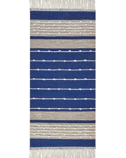 Hot Beliani Tappeto KONDHALI Blu 80 x 150 cm Cotone Beige Blu