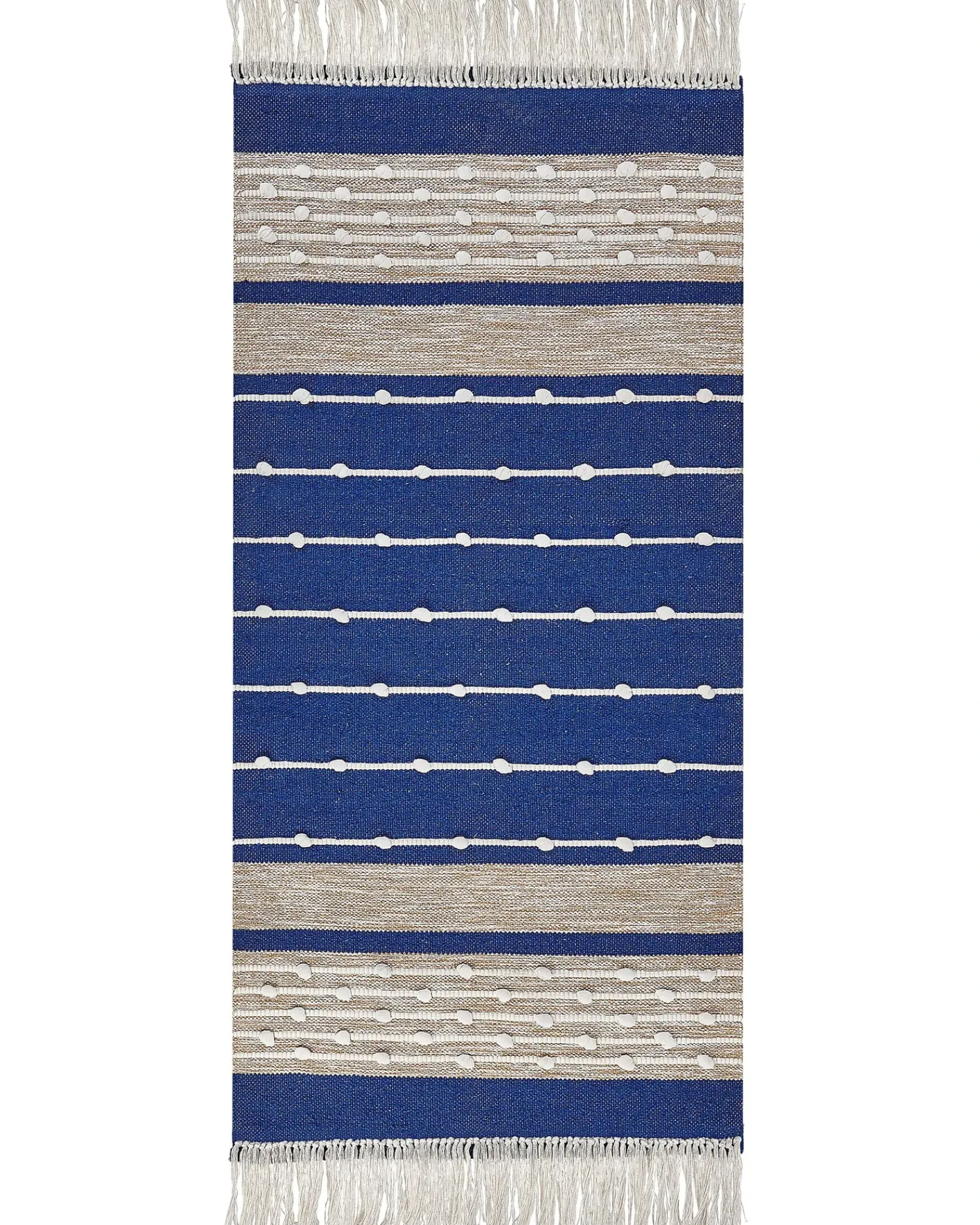 Hot Beliani Tappeto KONDHALI Blu 80 x 150 cm Cotone Beige Blu