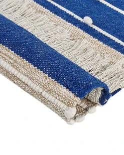 Hot Beliani Tappeto KONDHALI Blu 80 x 150 cm Cotone Beige Blu