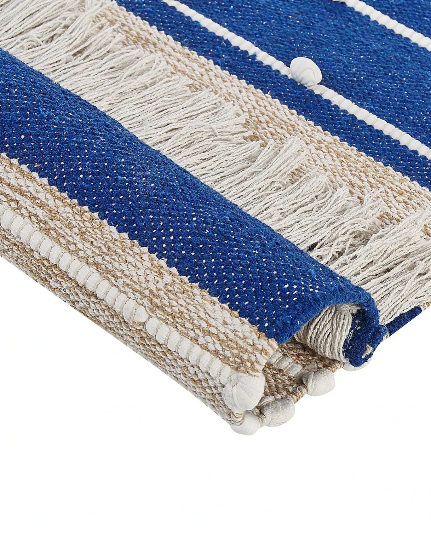 Hot Beliani Tappeto KONDHALI Blu 80 x 150 cm Cotone Beige Blu