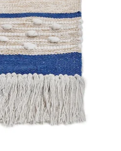 Hot Beliani Tappeto KONDHALI Blu 80 x 150 cm Cotone Beige Blu