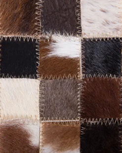 Beliani Tappeto KONYA Marrone 160 x 230 cm Pelle naturale Beige Marrone Nero Multicolore