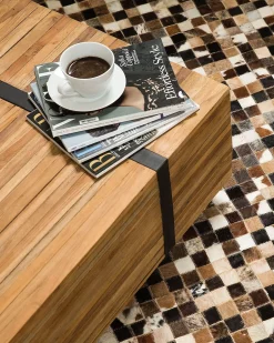 Beliani Tappeto KONYA Marrone 160 x 230 cm Pelle naturale Beige Marrone Nero Multicolore