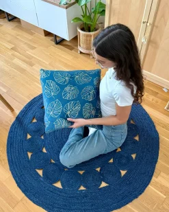Sale Beliani Tappeto KOYUNLU scuro ø 120 cm Iuta Blu