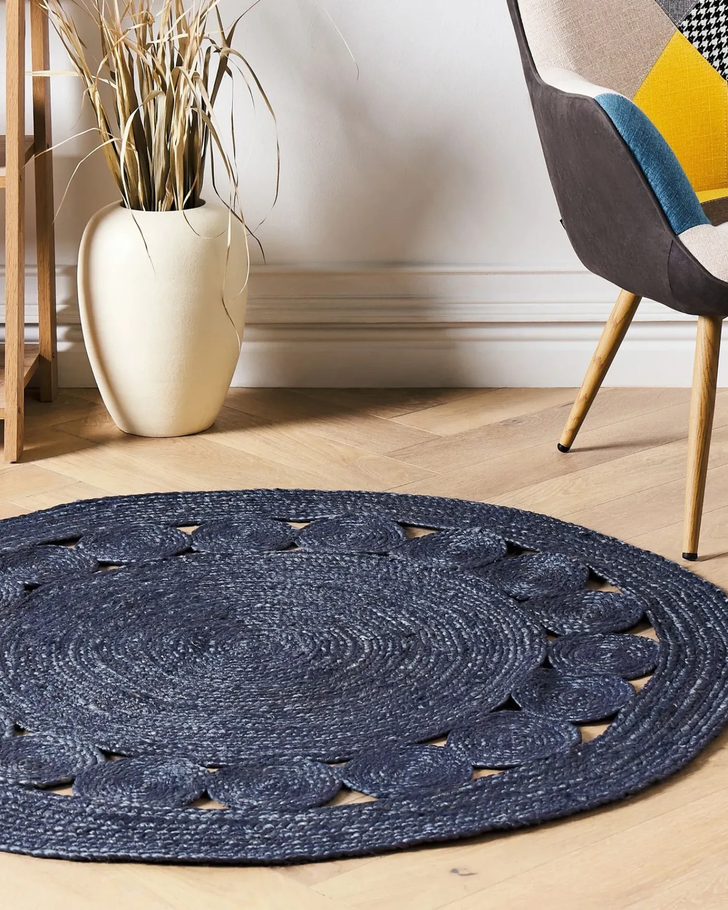 Sale Beliani Tappeto KOYUNLU scuro ø 120 cm Iuta Blu