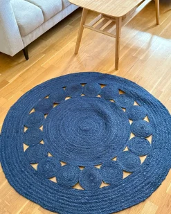Sale Beliani Tappeto KOYUNLU scuro ø 120 cm Iuta Blu