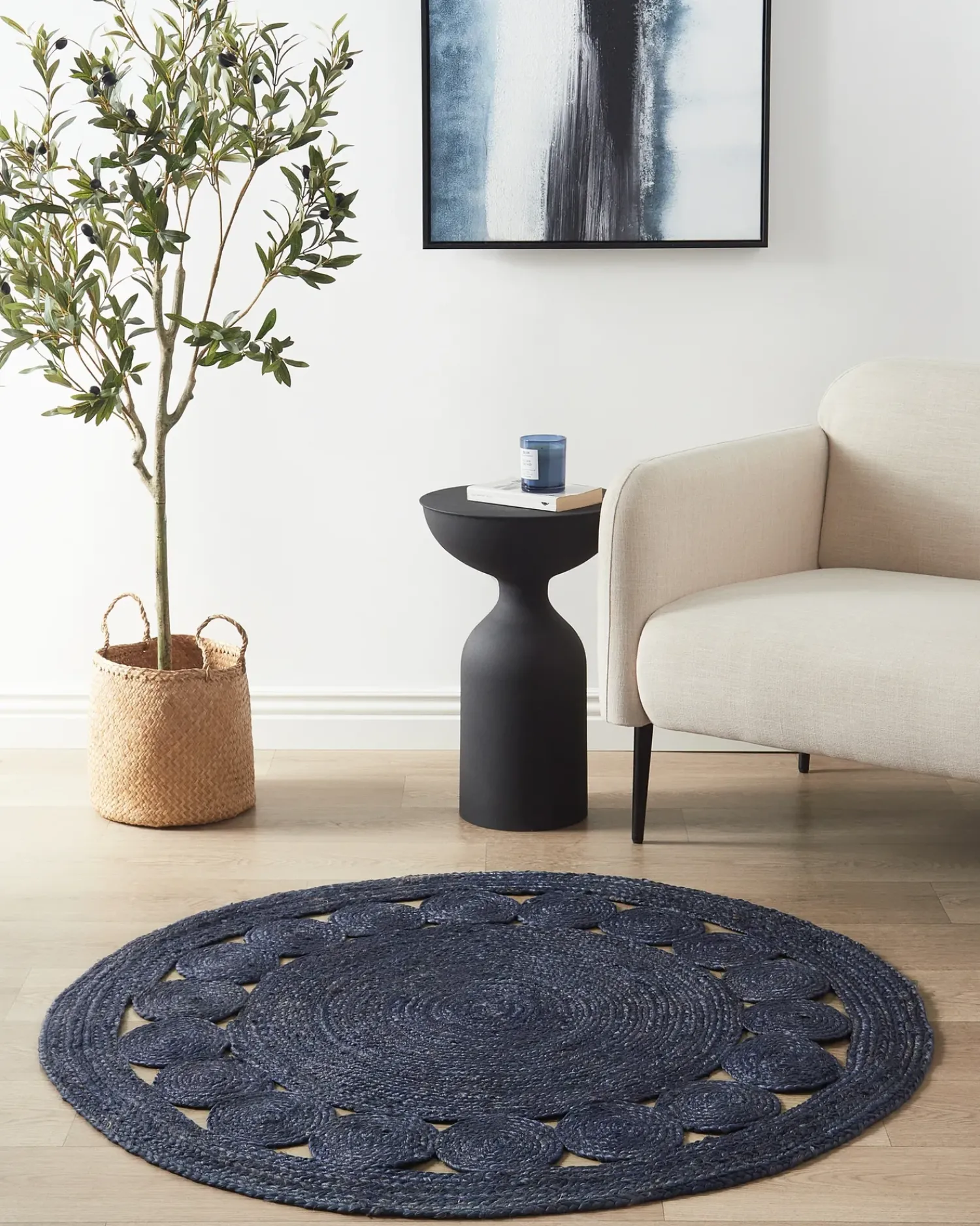 Sale Beliani Tappeto KOYUNLU scuro ø 120 cm Iuta Blu