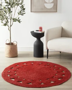 Online Beliani Tappeto KOYUNLU ø 120 cm Iuta Rosso