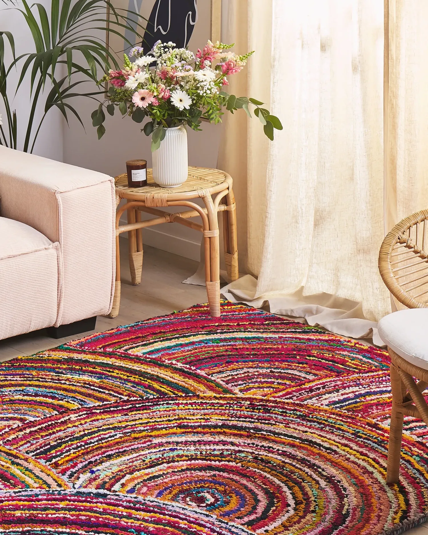 Hot Beliani Tappeto KOZAN Multicolore 160 x 230 cm Cotone Blu Multicolore Rosa Rosso Viola