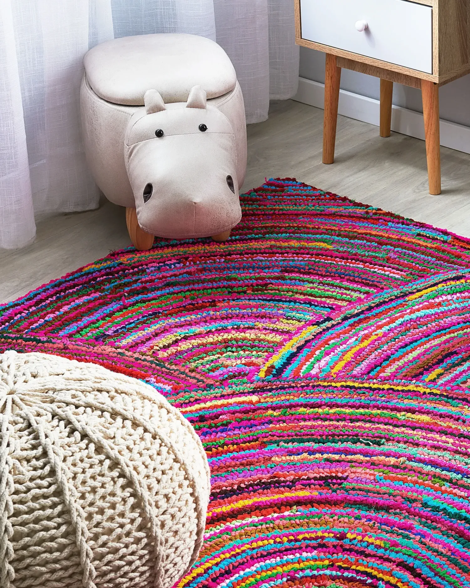 Hot Beliani Tappeto KOZAN Multicolore 160 x 230 cm Cotone Blu Multicolore Rosa Rosso Viola