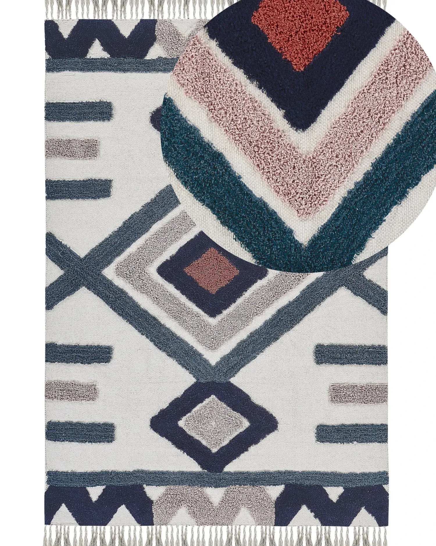 Clearance Beliani Tappeto KOZLU Multicolore Cotone Beige Blu Multicolore