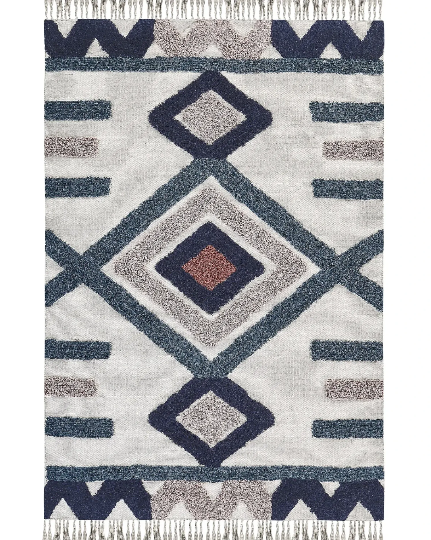 Clearance Beliani Tappeto KOZLU Multicolore Cotone Beige Blu Multicolore