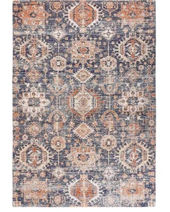 Outlet Beliani Tappeto KURIN Blu Cotone Rosso Blu