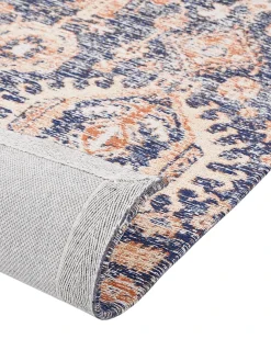 Outlet Beliani Tappeto KURIN Blu Cotone Rosso Blu