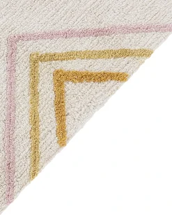 Beliani Tappeto LASHE Bianco sporco 140 x 200 cm Cotone Bianco Multicolore
