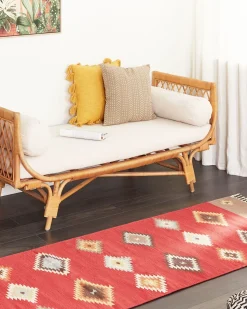 Best Beliani Tappeto LORUT Multicolore 80 x 300 cm Cotone Kilim Beige Rosso Marrone Multicolore