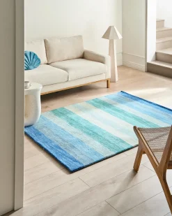 Clearance Beliani Tappeto MAILSI Blu 140 x 200 cm Lana Blu Grigio Verde