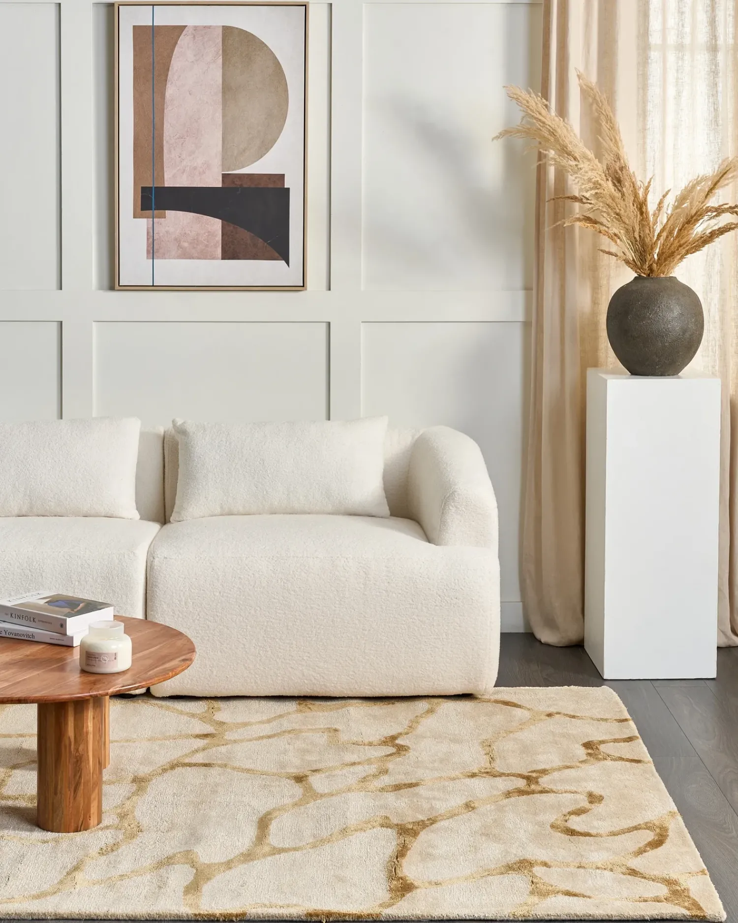 Discount Beliani Tappeto MAKOLA 160 x 230 cm Viscosa Beige