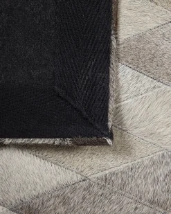 Sale Beliani Tappeto MALDAN Beige Pelle naturale Beige Bianco Grigio Marrone Nero