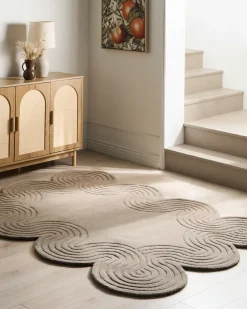 Outlet Beliani Tappeto MALVAN Tortora 160 x 230 cm Lana Beige