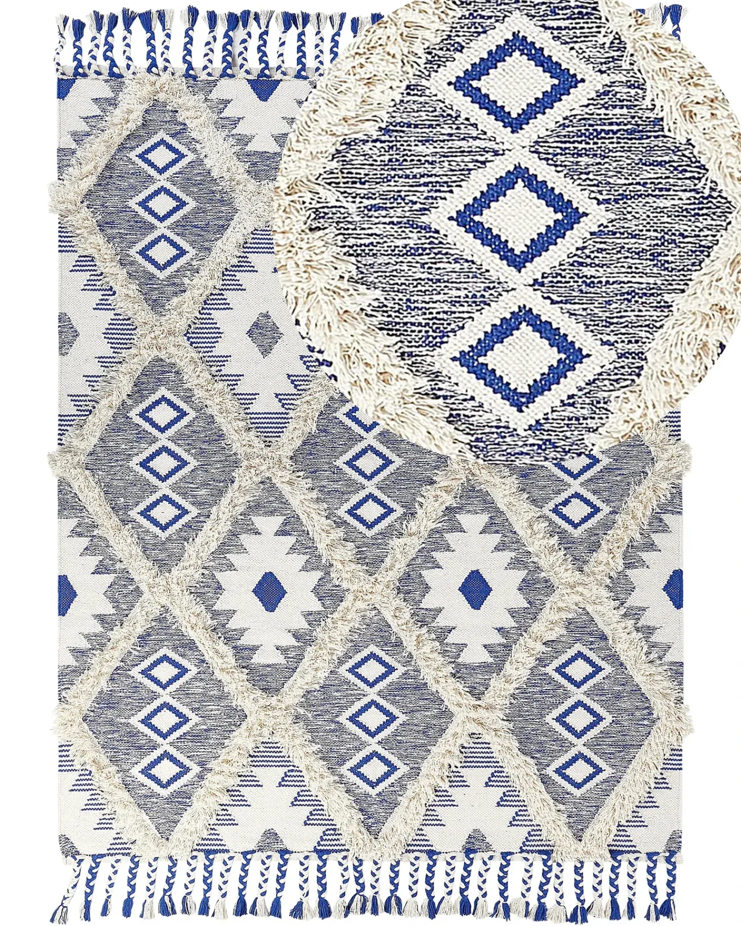 Hot Beliani Tappeto MANAVGAT Beige chiaro Cotone Beige Blu