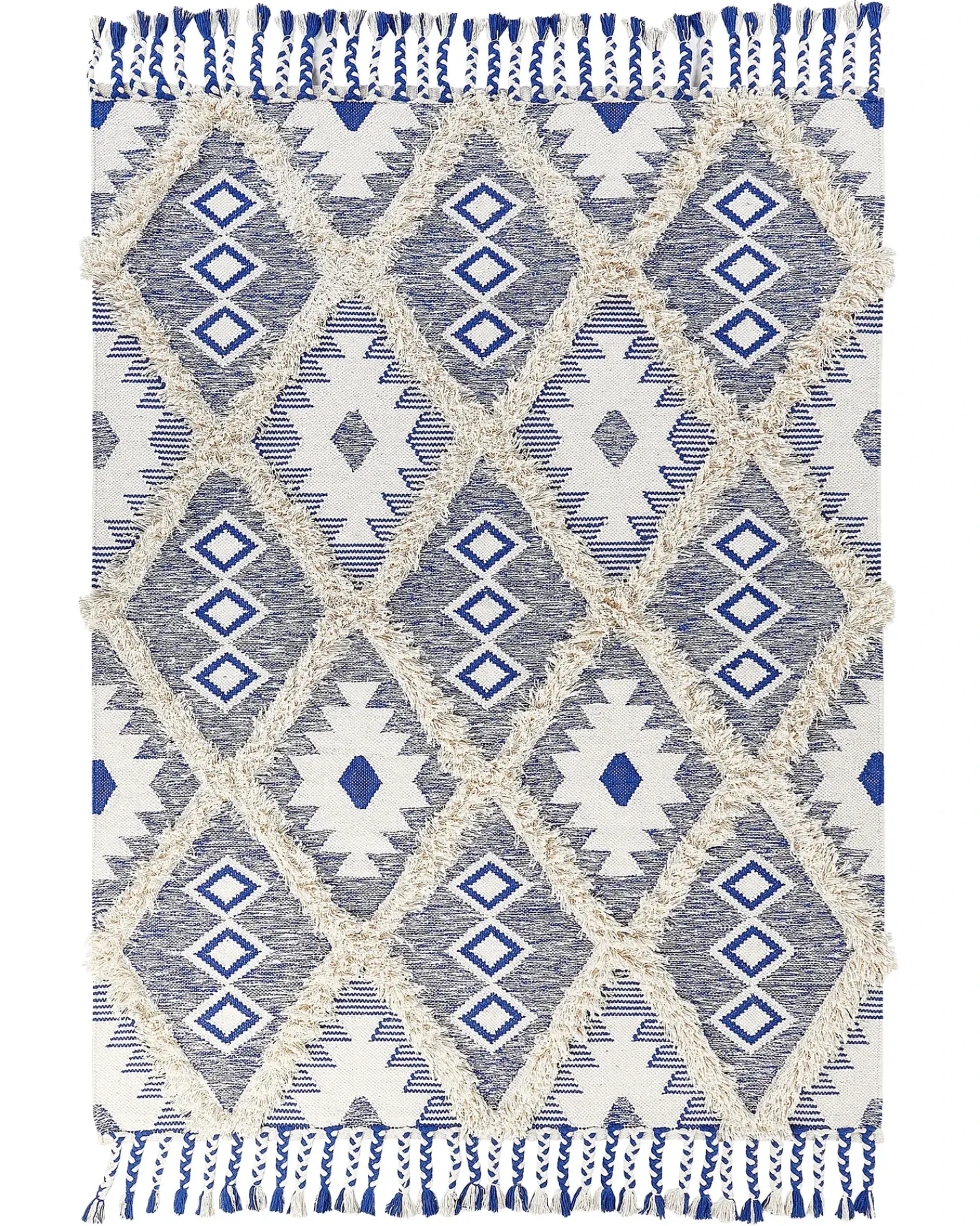 Hot Beliani Tappeto MANAVGAT Beige chiaro Cotone Beige Blu