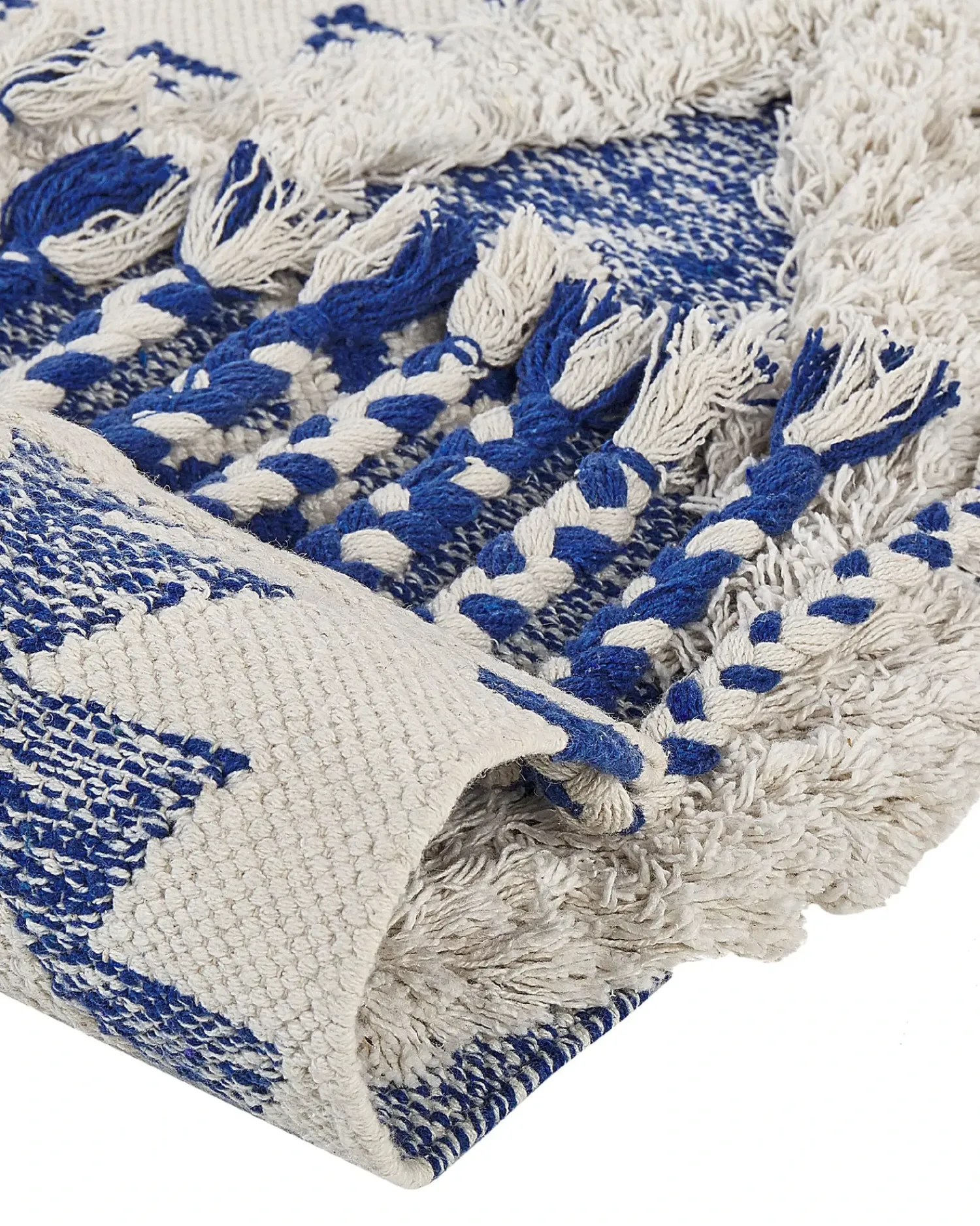 Online Beliani Tappeto MANAVGAT Beige chiaro Cotone Beige Blu