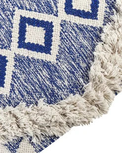 Online Beliani Tappeto MANAVGAT Beige chiaro Cotone Beige Blu