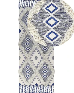 Online Beliani Tappeto MANAVGAT Beige chiaro Cotone Beige Blu