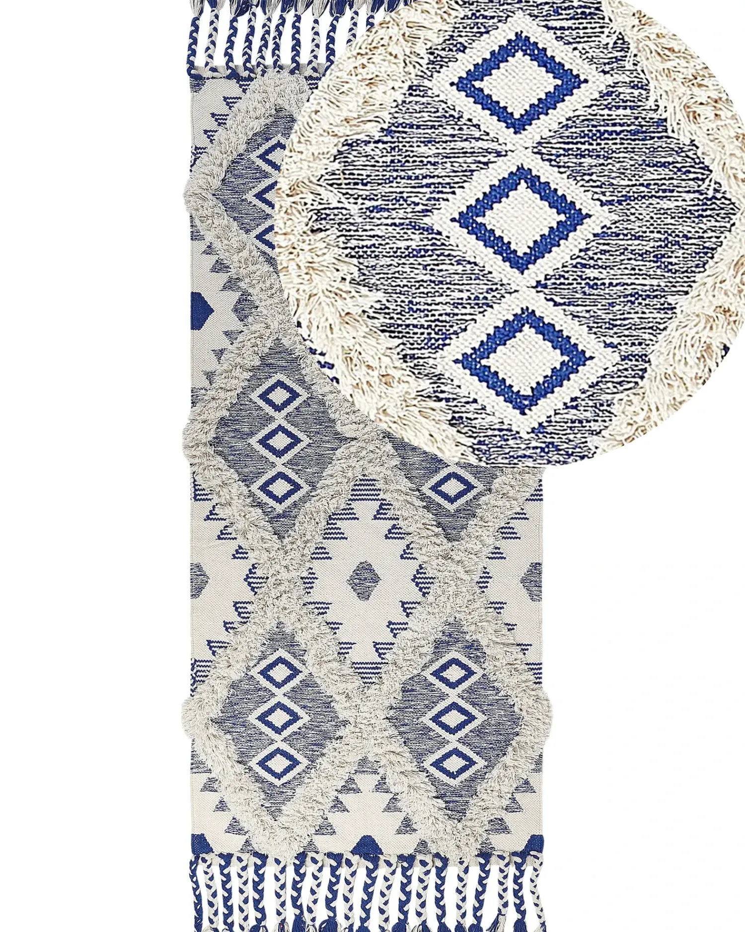 Online Beliani Tappeto MANAVGAT Beige chiaro Cotone Beige Blu