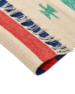 New Beliani Tappeto MARGARA Multicolore 140 x 200 cm Cotone Kilim Beige Grigio Rosso Multicolore