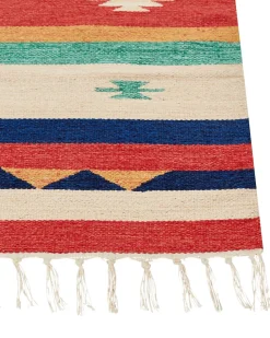New Beliani Tappeto MARGARA Multicolore 140 x 200 cm Cotone Kilim Beige Grigio Rosso Multicolore