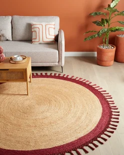 Sale Beliani Tappeto MARTS Rosso scuro Iuta Beige Rosso