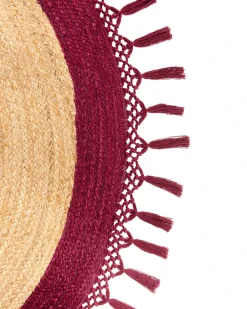 Sale Beliani Tappeto MARTS Rosso scuro Iuta Beige Rosso