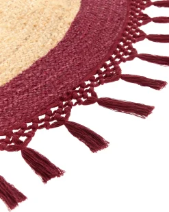 Sale Beliani Tappeto MARTS Rosso scuro Iuta Beige Rosso