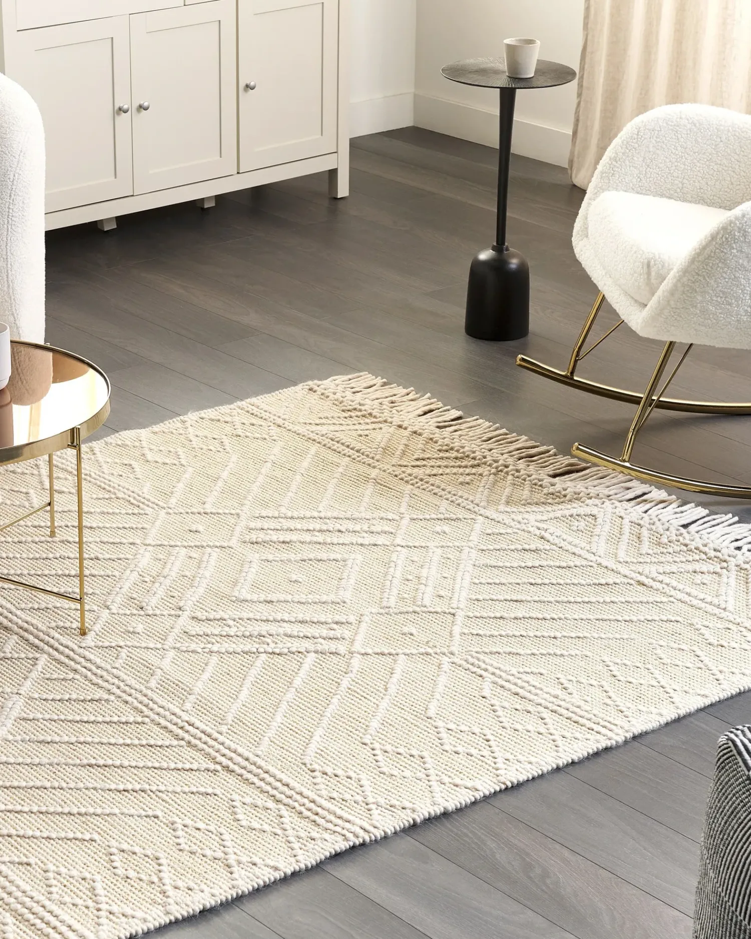 New Beliani Tappeto MAVIKENT 160 x 230 cm Lana Beige