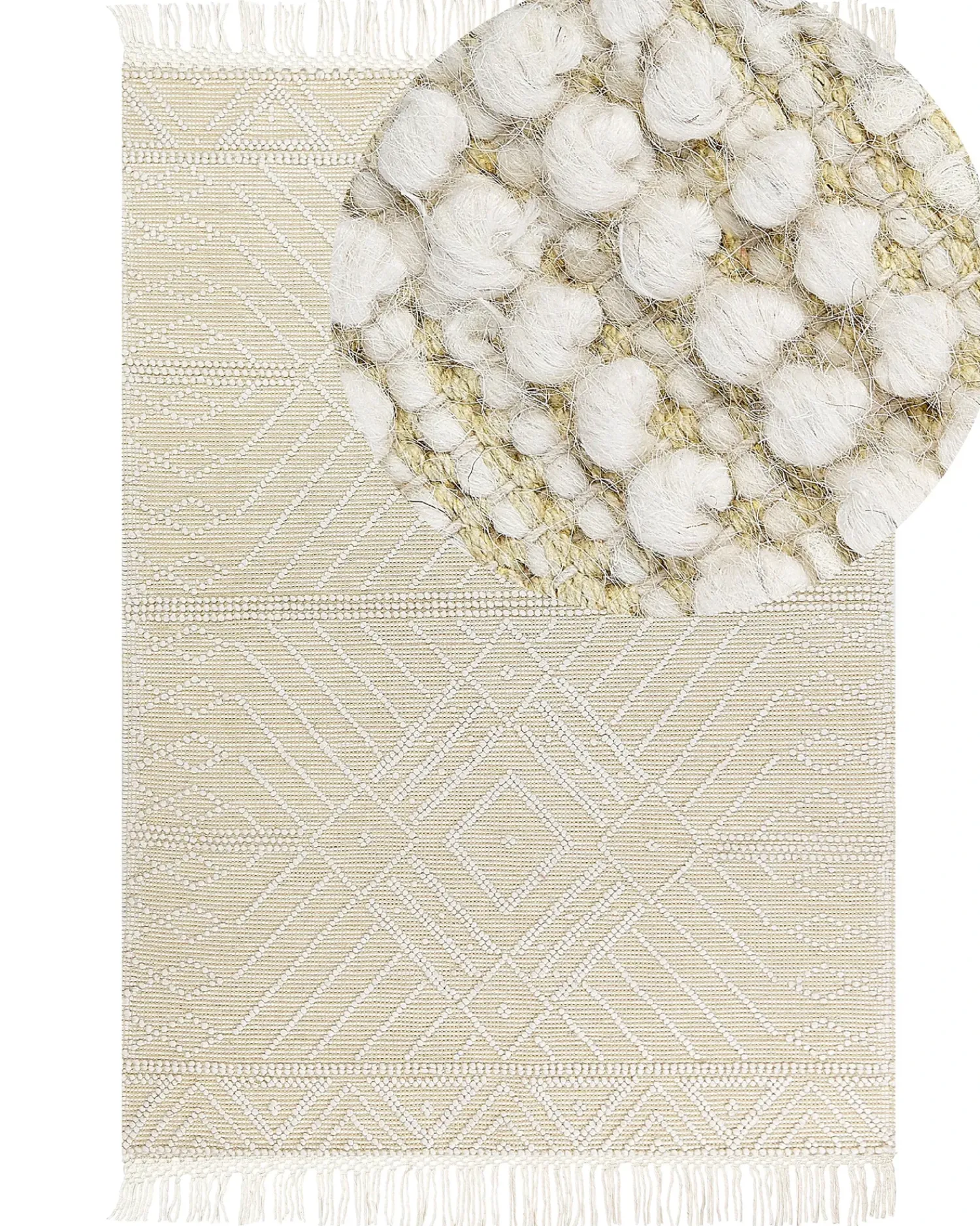 New Beliani Tappeto MAVIKENT 160 x 230 cm Lana Beige